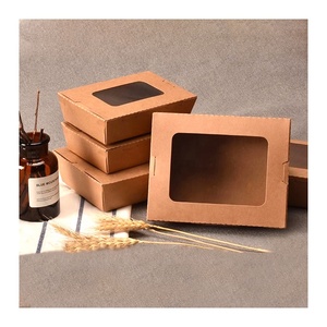 Boîtes carrées jetables <span class=keywords><strong>à</strong></span> emporter en papier <span class=keywords><strong>kraft</strong></span> avec fenêtre transparente <span class=keywords><strong>Boîte</strong></span> d'emballage alimentaire biodégradable Hotsale avec bûche imprimée sur mesure - Product Image 2