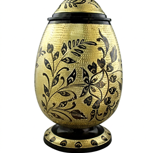 Urna Decorativa Floral para Guardar Cenizas, Recipiente Metálico Conmemorativo para Exhibición en el Hogar - Artesanía India - Product Image 1