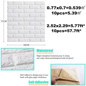 Papel de parede tijolo adesivo 3d pe, papel de parede de espuma para sala de estar
