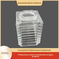 Lampe de jardin avec abat-jour carré en verre transparent rayé, accessoire d'éclairage en verre soufflé à la machine, verre cristallin, indice de protection IP20