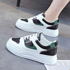 Zapatillas Deportivas Blancas con Plataforma <span class=keywords><strong>para</strong></span> <span class=keywords><strong>Mujer</strong></span> con Detalles Pastel, Zapatos de Moda Casuales con Cordones <span class=keywords><strong>para</strong></span> un Estilo Diario y Caminar Cómodo - Product Image 2