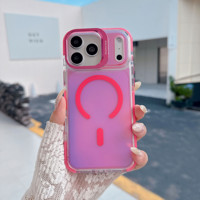 IVYMAX Magnetische Kleurrijke Wave Zakvriendelijke Stand Camera Ring Kickstand Telefoonhoesje voor iPhone 16 17 18 Pro Max Cover