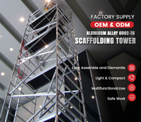 2 mètres 5m 6 m 12m 15m 20m Roues profilées en aluminium Tour d'échafaudage mobile avec escalier pour construction de maison Façade de sol