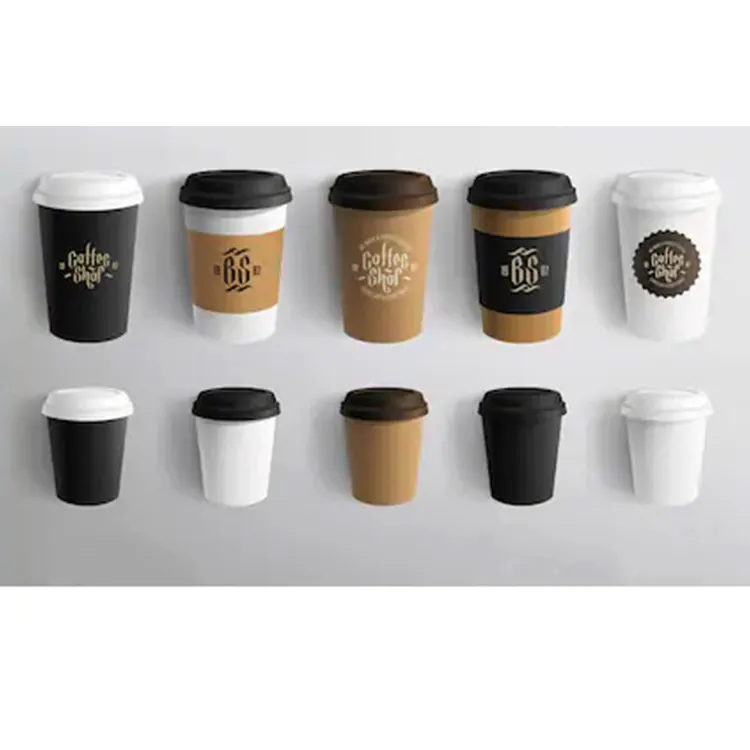 Günstige benutzer definierte 300ml 6oz Vasos de Papel Para Con Tapa Isolierung dreifach einwand ige biologisch abbaubare recycelte Cafe Kaffee Pappbecher