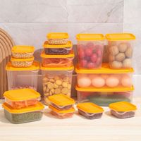 Vente chaude Ensemble de 17 pièces Boîte de rangement pour fruits en plastique Transparente avec couvercle Scellé pour réfrigérateur
