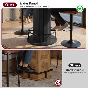 Modern <b>Bar</b> <b>Table</b> Thick Wood Grain Tabletop Single Pedestal Built-in Metal Footrest Home <b>Bar</b> Bistro Living Room Hotel - Product Image 3