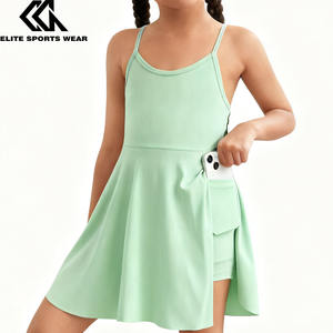 Skut aktif kustom dengan saku gadis muda kasual nyaman rajutan gaun Tank Sporty - Product Image 6