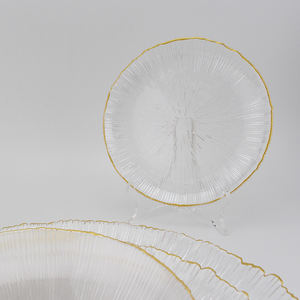 Plato plano redondo de cristal de 8 pulgadas al por mayor, platos para servir, cargadores de plato de lujo con borde dorado, juego de cena hecho a mano para fiesta - Product Image 5