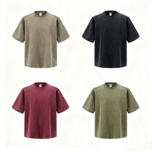 เสื้อยืดคอกลมแขนสั้นผ้าฝ้ายลำลองสีแดงเลือดหมูสไตล์วินเทจสำหรับผู้ชายไซส์ใหญ่ - Product Image 5