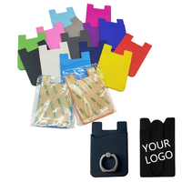 Pemegang kartu ponsel silikon penutup dompet kantong kartu bisnis logo kustom perekat kualitas terbaik