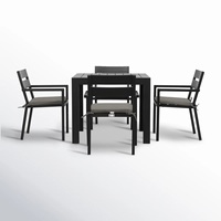 Meubles de jardin en aluminium de haute qualité, table carrée 4 places, chaise de jardin, mobilier d'extérieur