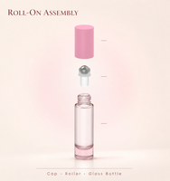 Flacon roll-on en verre rose de 5 ml avec bouchon personnalisé pour emballage cosmétique d'huiles essentielles