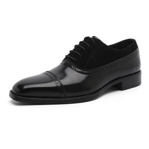 Chaussures pour hommes en cuir pleine fleur, chaussures habillées en cuir verni, chaussures classiques pour hommes en cuir véritable à trois points de couture - Product Image 3