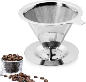 Macchina da caffè portatile personalizzata in rete metallica versare sopra filtro per caffè in acciaio inossidabile gocciolatore per caffè senza carta singola Brew a goccia