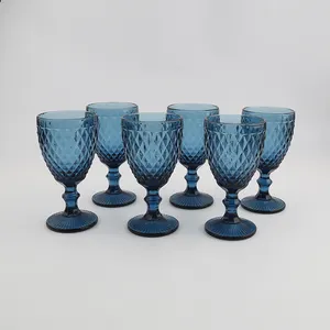 Wedding Drink Luxury Thick Wine Glass Water Cup Set Thick Amber Brown Wine Glass Blue For Party Bar