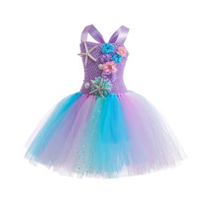 Vestito da <span class=keywords><strong>Principessa</strong></span> per Bambine con Gonna Tutu Colorata in Tulle, Costume da <span class=keywords><strong>Sirena</strong></span> Gonfio per Cosplay TV e Film - Product Image 3