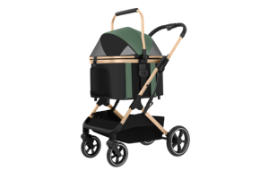 Poussette réversible pour animaux de compagnie avec poignée, pliage à une touche, chariot portable pour <span class=keywords><strong>chien</strong></span> et chat pour les voyages en extérieur - Product Image 3