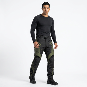 Pantalons de paintball tendance pour hommes, en polyester rembourré, résistants aux déchirures, personnalisables, pour jeux en plein air, joggers tactiques, noir et vert rayé - Product Image 1