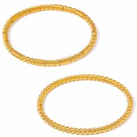 Bracelet minimaliste en acier inoxydable texturé à perles géométriques, design unique, bracelet ouvert, accessoires de mode