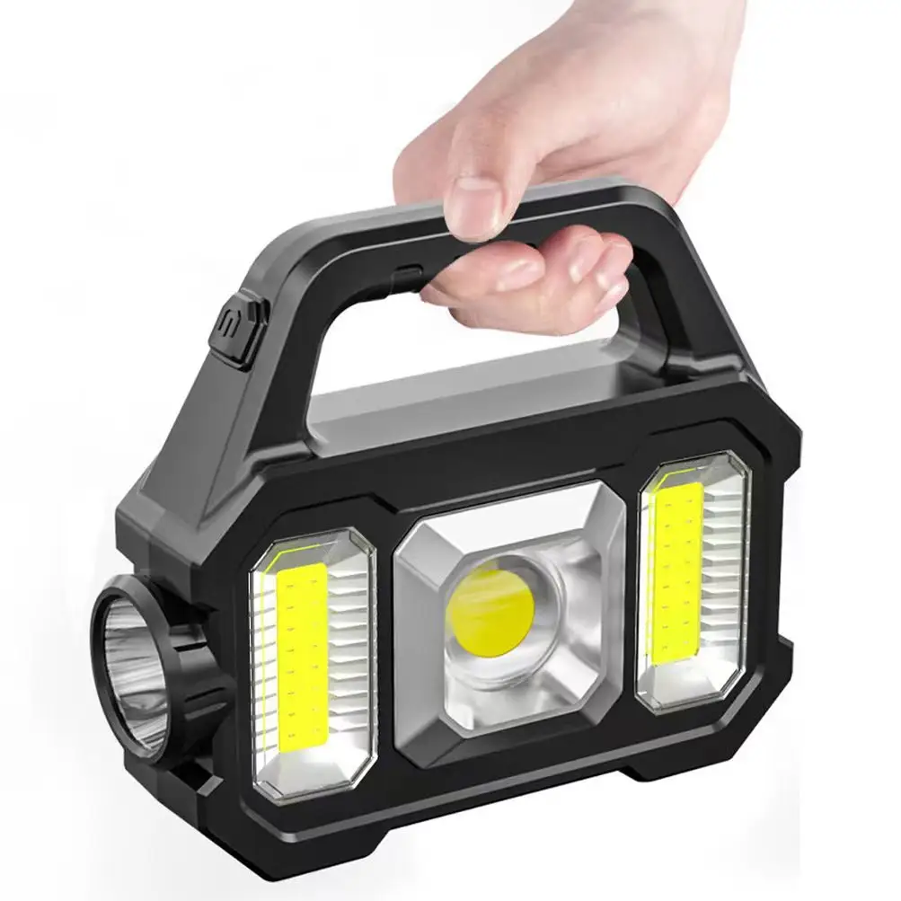 Linternas de mano solares recargables por USB, 6 modos, luces multifunción, reflector LED COB súper brillante para pesca y Camping