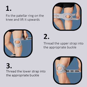 Sangle de soutien pour genouillère rotulienne Soulagement de la douleur au genou Sangle de genou réglable pour tendinite, pulls, récupération des blessures de course de tennis - Product Image 3