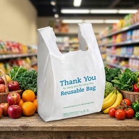 Sacs de courses promotionnels en plastique avec poignées gilet, logo personnalisé pour l'emballage des supermarchés et des épiceries
