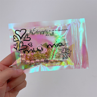 QUANTITÉ MINIMALE DE COMMANDE 100 pcs Logo Personnalisé En Plastique Holographique Zip Verrouillage Sacs Irisé Maquillage Sac Irisé Clair Cellophane Sac