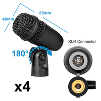 Kit de microphones pour batterie 7 pièces, micros dynamiques filaires en métal pour performance scénique de groupe