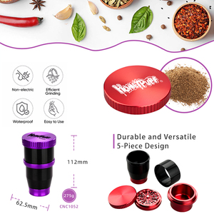 OEM ODM Logo Custom Metal <b>Herb</b> <b>Grinder</b> 5 Piece Aluminum Alloy Crusher Mill With Storage - Product Image 2