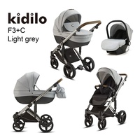 Kidilo Poussette haute trois-en-un pour nouveau-né Léger bidirectionnel pliable avec amortisseur Double panier