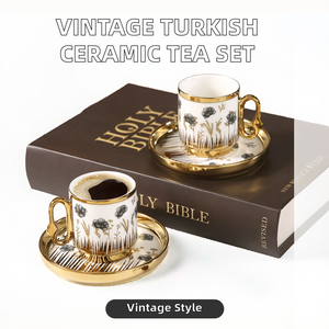 Classico stile europeo Vintage <span class=keywords><strong>porcellana</strong></span> tazza piattino <span class=keywords><strong>da</strong></span> tè Design turco eco-friendly per caffè latte Dessert bevande regali aziendali - Product Image 2