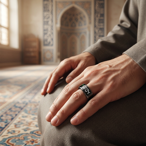 Bague connectée Tasbih en acier inoxydable avec compteur numérique de Zikr, alarme de prière et affichage LED, légère (3,2 g) pour hommes <span class=keywords><strong>musulmans</strong></span> - Product Image 1