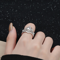Lunxry mode 925 argent Sterling brillant rond taille brillant diamant princesse couronne Moissanite bague pour les femmes