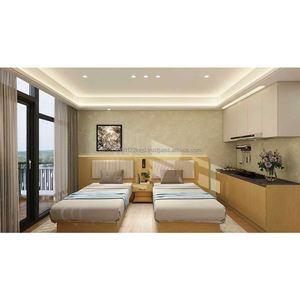 Juego de Muebles Económico y Moderno para Habitación Doble de Hotel de 3 Estrellas con 2 Camas Individuales, Mesa de Noche, Mueble para TV, Armario y Cocina para Habitación Completa - Product Image 1