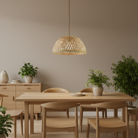 Lampe suspendue en bambou tressé personnalisée, luminaire suspendu créatif en forme de panier, luminaire moderne pour salle à manger, salle de bain, décoration LED