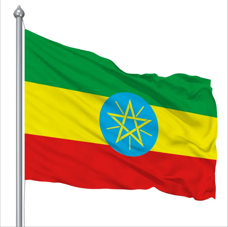 Manufacturer Wholesale Good Quality Cheap 150D Polyester Custom Made Ethiopia Flag