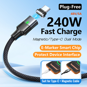 Cable de Carga Magnético Transparente de 60W Pd con Tipo C USB-C, Carga Rápida, Almacenamiento Automático para Computadora - Product Image 4