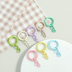 Conectores de llavero de anillo de resorte pintados en colores macaron al por mayor, fornituras de joyería DIY, anillos abiertos de cadena de 4 eslabones para bolsos - Product Image 5