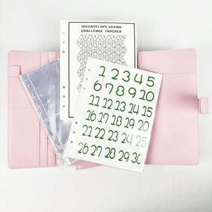 Reusable <b>Spiral</b> Leather <b>A5</b> Customizable 100 Sheets Envelope Savings Challenge Binder Custom Logo Cash Envelopes Stickers Budget - Product Image 2