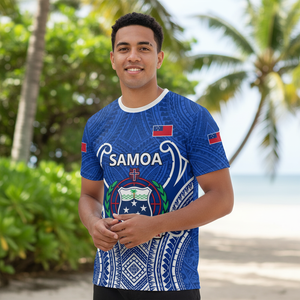 Camiseta de rugby <span class=keywords><strong>F</strong></span>.A.S.T. de Samoa Americana: Camiseta esencial de rugby para aficionados samoanos, camiseta de manga corta con cuello redondo y tótem samoano para hombre - Product Image 5