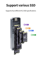 TISHRIC Rihao M.2 NVME Protokol Tunggal PVC Shell JMS583 Kotak Hard Drive Kontrol Utama untuk Hard Drive NVME 2230-2280 Perak