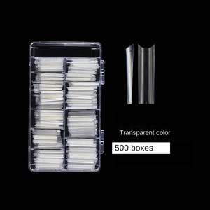 Acrílico francés media cubierta 500 Uds <span class=keywords><strong>Xxl</strong></span> C puntas de <span class=keywords><strong>uñas</strong></span> curvas recta punta transparente <span class=keywords><strong>uñas</strong></span> puntas de <span class=keywords><strong>uñas</strong></span> cuadradas cónicas largas - Product Image 2