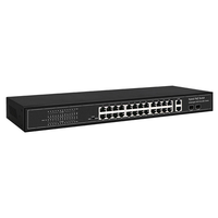 24 Port 100M PoE Switch 2 Gigabit Combo Uplink 400W 802.3bt Unmanaged untuk Kamera IP Wireless AP