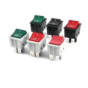 KCD4 black and green On-Off Button Waterproof 4 Pin DPST 250V AC 16A 33*25MM Rocker Switch