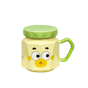 Taza de cerámica Zuo Mu con tapa y asa, taza reutilizable de estilo de dibujos animados para uso general, regalo - Product Image 3