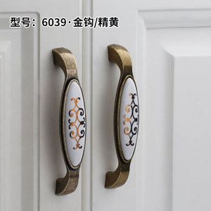 European Style Ceramic Cabinet Handle 6036 6032 Zinc Alloy Bar Pull Drawer Hardware For Furniture - Product Image 4