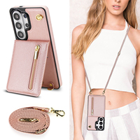 Étui pour Samsung Galaxy S26 avec porte-cartes, en cuir PU, rabat antichoc pour femme, avec dragonne amovible