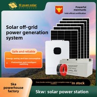 Sistema Completo de Generación de Energía Solar Fotovoltaica de Silicio Monocristalino de 5KW, 220V, Fuera de la Red, con Almacenamiento de Energía Gratuito
