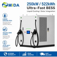Station de recharge BESS 120 kW 261 kWh, chargeur double pistolet pour véhicules électriques, système de stockage d'énergie conteneurisé pour la gestion des pics de consommation et l'alimentation de secours