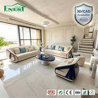 Ensemble de canapés Bugatti en cuir de luxe moderne italien pour salon, bleu marine, finition laquée piano, mobilier haut de gamme pour projets de villas